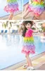 Summer Girls Rainbow Dress Sundress Kids Sling Dresses for Girl Teenager Party Princess Dress Carnival Costume Beach Clothing Q0716