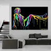 Sexy meisje posters en prints kleurrijke abstracte kunst canvas schilderij moderne creatieve canvas muur foto's voor woonkamer decor