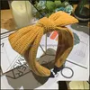 Headbands Hair Jewelry Winter Warm Knitted For Women Girls 2021 Fashion Bow Knotted Hairbands Hoop Female Aessories Drop Delivery Mkvuu