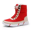 Taille 43 36-48 femmes chaussures Super chaud bottes d'hiver bottes de pluie imperméables noir rouge à lacets bottes de neige dames antidérapant cheville