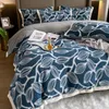 Bedding Sets Milk Fiber Set Printing Dyeing Duvet Cover Luxury Flat/Fitted Sheet Queen King Size With Pillowcases Home Textiles