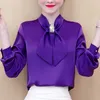 Moda Gömlek Uzun Kollu Kadın Bluzlar Sonbahar Şifon Bluz Blusa Ofis Bayan Zarif Giyim Tops 10317 210527