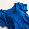 Modal Wbudowany Biustonosz Koszulka Damska Krótki Rękaw Oddychający Odzież Kobieta Downing T Koszula Topy Casual Lady Top Tees H1230