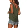 Zomer Dames Effen Kleur V-hals Knop Vest Casual Losse Mouwloze Pocket Tank Tees Dames Oversized Pullover Tops 210507