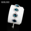 Oval Sequins Sea Blue Crystal Stone Bracelet Flower Design Silver Plated Bracelets Women Fashion Jewelry BS-SH0099 Link, Chain