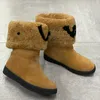 Kvinnor Snowdrop Flat Ankle Boots Cognac Brown Wool Boot Fashion Luxury Winter Booties Rubber Outrole Big Size With Box No3296453039