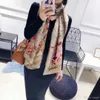 2021 estate Sciarpa di seta Donna Plaid di seta naturale Pashmina Scialli e avvolge Bandana lunga Echarpe Foulard Femme