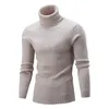 Design Casual Men Winter Sweaters Solid Color Turtle Neck Long Sleeve Twist Knitted Slim Mens Sweater Pullover Knit