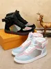 Rivoli Sneaker Run Away Shoes Suede Calf Leather Rubber Outsole Luxurys Designers Sneakers Boombox Runner High Top Casual Shoe Trainer