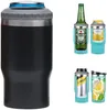 4 in 1 14oz Kaffeetassen Tumbler 304 Edelstahl 12oz Slim Kalte Bierflasche Dosenkühlerhalter Doppelwandige vakuumisolierte Getränkebecher Dosen Flaschen mit zwei Deckeln EE