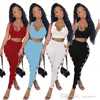 2022 Designer Pants Set Hollow Out Womens Two Piece Sets Summer Wear Tracksuits Sexy U-neck Vest Leggings Outfits