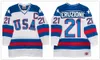 Retro Movie 2017th The Mighty Ducks D2 Team USA Hockey Jerseys Vintage Stitched 96 Charlie Conway 21 Dean Portman 44 Fulton Reed Jersey Blue Embroidery Logos