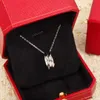 Collana pendente in argento S925 con tre anelli collegati in due colori placcati per il regalo di gioielli da sposa da donna con timbro PS7376