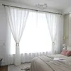 Luxus-Prinzessin-Stil, weißer Vorhang für Wohnzimmer, Laterne, romantischer Vorhang, Guaze-Tüll, Voile-Stoffe für Kinder, Mädchen, Schlafzimmer 210712