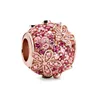 925 Silver Den nya Rose Gold Hollow Woven Infinite Daisy Love Mother Pavé Clip-On Charm är lämplig för Pandora Armband Ladies Smycken