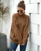 Autumn Winter Women Turtleneck Sweater Loose Oversized Elegant Warm Knitted Pullovers Fashion Solid Tops Knitwear Jumper 210917