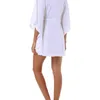 Bordado White Beach Dress Túnica para o denta de Praia Bikini Cobertura até o maiô capa kaftan pareos # Q763 210420