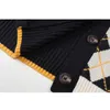 Vintage Geometric Rhombic Cardigan Sweater Kvinnor Höst Varm Långärmad Ytterkläder Elegant V-Neck Chic Patchwork Sticka Toppar 210914