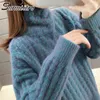 Automne hiver épais Style coréen col roulé pull tricoté femmes à manches longues pull pull femme tricots 210421