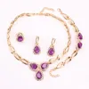 New Coming Ruby Austrian Crystal Jewelry Set Necklace Bracelet Earrings Ring Wedding Party Costume Jewellry Sets