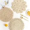 Mats pads beige bloemvormige geweven placemats Japanse-stijl warmte isolatie anti-scald coasters tafeldecoraties keuken benodigdheden