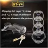 Pink HT V4 Super Small Male Chastity Cage with 4 Penis Ring Plastic Cock Cage Penis Bondage Fetish Chastity Belt Adult Sex Toy S0825