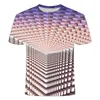 Homens camisetas Camiseta Vórtex Tridimensional Para Hombre, Camisa Con estampado 3D de Cuello Redondo, Rapa Diario Divertida, Informal, Camis