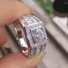 Обручальные кольца Vintage Bling Crystal Filled Silver Color для мужчин Модные украшения Подарочное кольцо Размер 5-12