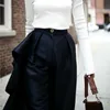 TwotwinStyle ruffles Лоскутное брюки для женщин Высокая талия Большой Размер Широкие Брюки для ног Женская Весна Мода Ольтая Одежда 210915