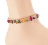 Bohemian Style Natural Gravel Stone Anklet Double-layer Retro Bell Hand Woven Beaded Foot Chain