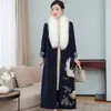 Winter ethnische Kleidung Frauen koreanischen Stil moderne Hanbok weibliche Vintage bestickte Muster Kostüm elegante Outfit Pelz Kragen asiatische Kleid