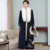 Winter ethnische Kleidung Frauen koreanischen Stil moderne Hanbok weibliche Vintage bestickte Muster Kostüm elegante Outfit Pelz Kragen asiatische Kleid