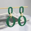 Green Oval Circle Charm Pendiente 925 Plata Post Pendientes Joyería para mujer Regalo