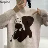 Kobiety Swetry Neploe Sweet Cartoon Woman Gotwy Ciepłe Dzianiny Pullowce Topy Mujer Pull Femme Moda Oversized Jumper Spadek