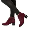 Buty wegańskie zamszowe skórzane jesienne zimowe kostka dla kobiet czarne niebieskie czerwone szaro -damskie botki