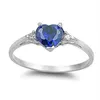 Kvinnors Fashion Silver Heart Emerald Promise Ring Bröllop Ringar för Kvinnor Storlek 6 7 8 9 10