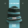 slouchy beanie for men Striped knitted autumn and winter cloth label woolen hat student cold hats