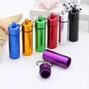 10 sztuk / partia Przenośna wielofunkcyjna Keychain Medycyna Przechowywanie Pojemnik Key Holder Aluminium Case Pillbox Health Care Pill Button Brelok