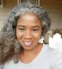 Salt pepper curly gray ponytail human hair extension naturally grey pony tail hair piece black mixed silver no care with drawstring two combs easy wear