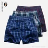 3 pièces/paquet hommes Boxer Plaid caleçons 100% sous-vêtements en coton hommes bas de sommeil Shorts marque de qualité supérieure vêtements de maison en vrac surdimensionné H1214