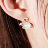 Exquisite Swan Earrings 100% Natural Freshwater Pearl Vintage Stud Prevent Allergy Personality Women Earring Gift 210628