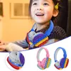 Kafa monte sevimli gökkuşağı Bluetooth stereo kulaklık çocuklar için, oyuncak fidget duyusal itme hediye olarak sıkma sıkmak