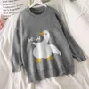 Cartoon Duck Winter Kleidung Frau Pullover süßer Herbst Jacquard warm Pull Femme Preppy Trikots Mujer Tops 19035 210415