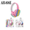 Ah-806e fones de ouvido bluetooth sem fio bonito moda fones de ouvido colorido descompactação criativa de silicone de silicone arco-íris com microfone