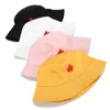 Women Men Embroidered Foldable Bucket Hat Hip Hop Cap Couple Panama Sun Flat Top Fisherman Hats Caps Gift Wide Brim