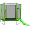 安全エンクロージャーの子供のための7フィートのトランポリンネットスライドとラダーの簡単な組み立てラウンド屋外レクリエーショントランポリン米国ストック268D