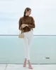 Automne femmes pull en cachemire mode coréenne col roulé solide marron beige épaissi à manches longues fente pull tricots 210608