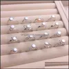 Sieraden-instellingen Shiny 16 stijlen Pearl Ring 925 Sier Ringen DIY voor Vrouwen Geschikt 7-9mm Verstelbare Maat Fashion Drop Levering 2021 IXMUA