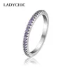 Anéis de casamento Ladychic simples redondo cristal para mulheres cor prata empilhável anel fino requintado jóias amante lr1082