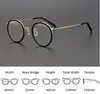 ファッションサングラスフレーム純粋なチタンラウンドフレームアイウェアレトロな日本の手作り男性Myopia眼鏡眼鏡の処方光学ガラス